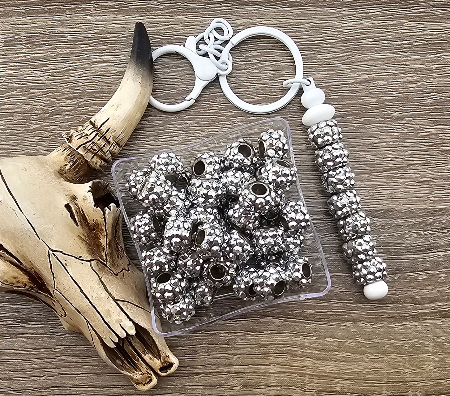 Spacer Rhinestone 12mm Silver (Large Hole)