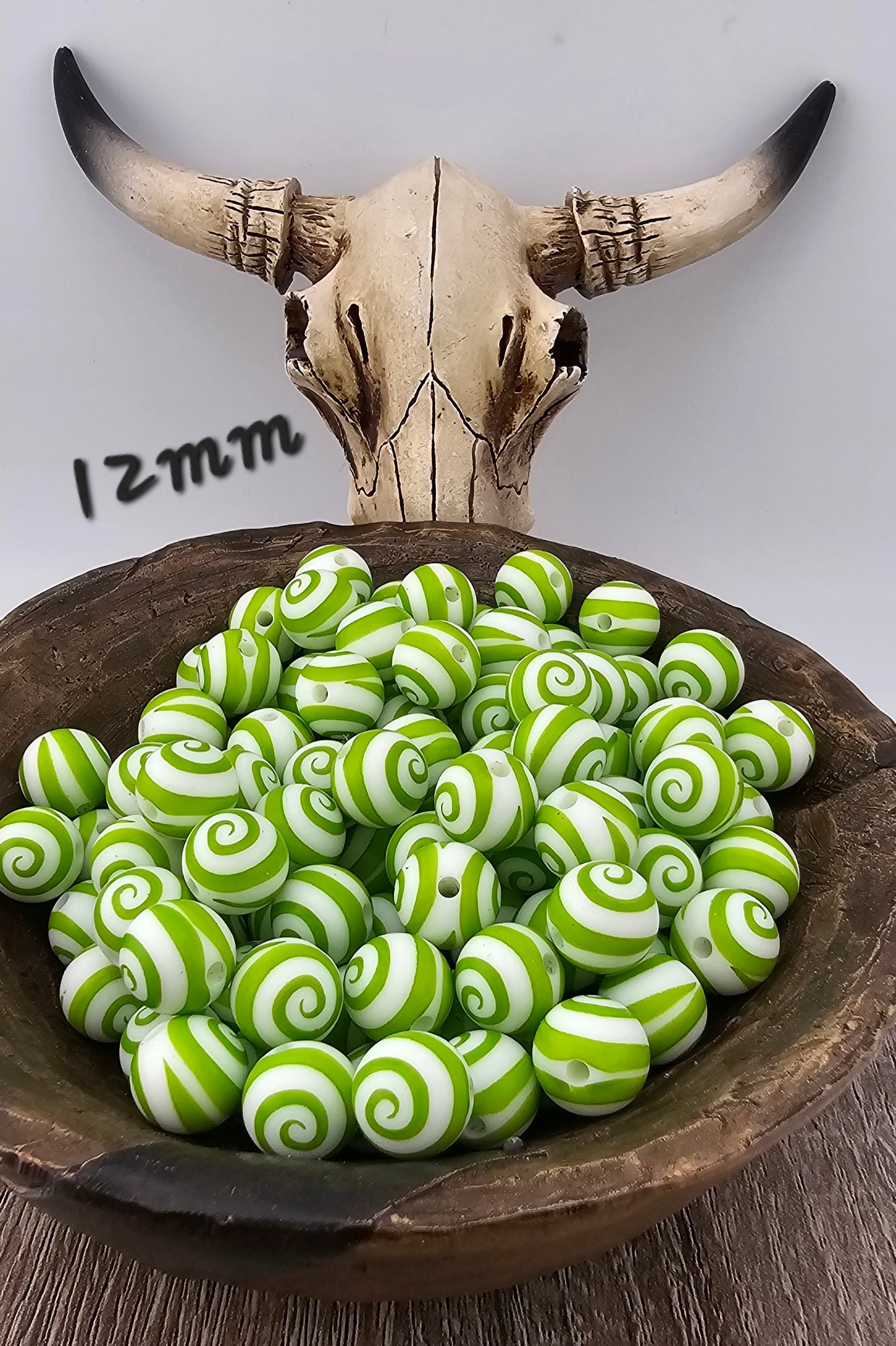 12mm Green Spiral Print