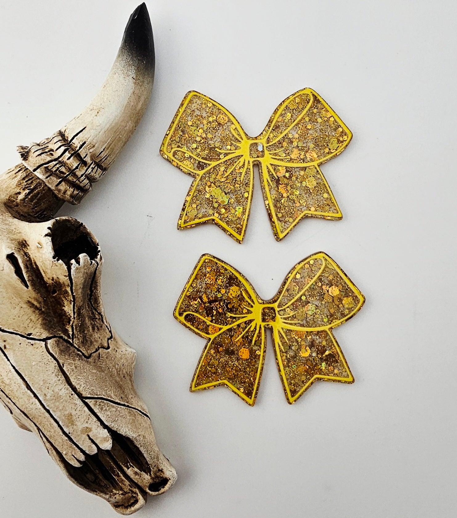 Flatback Bow Gold Glitter 357