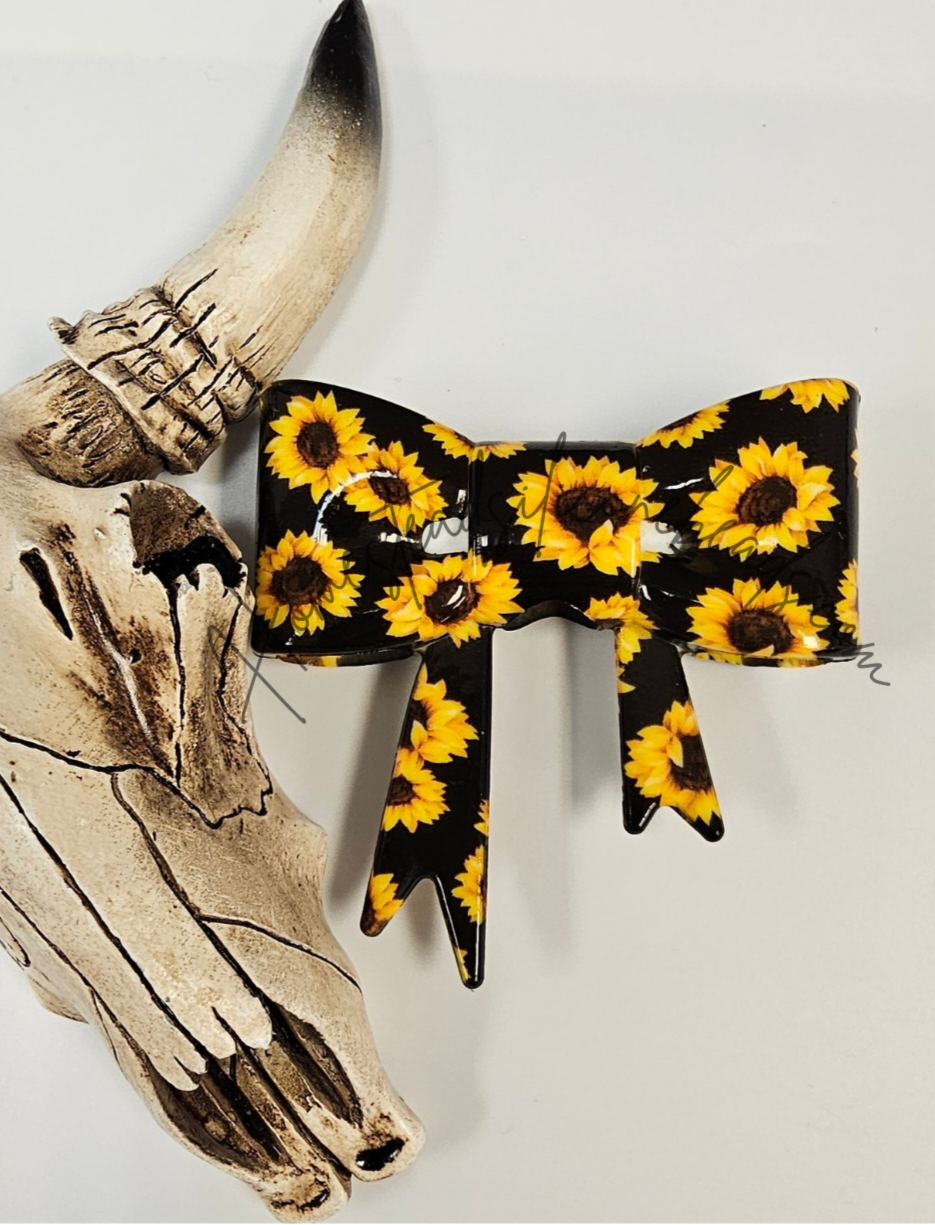 Straw Topper Bow 2in1 Glossy Sunflower