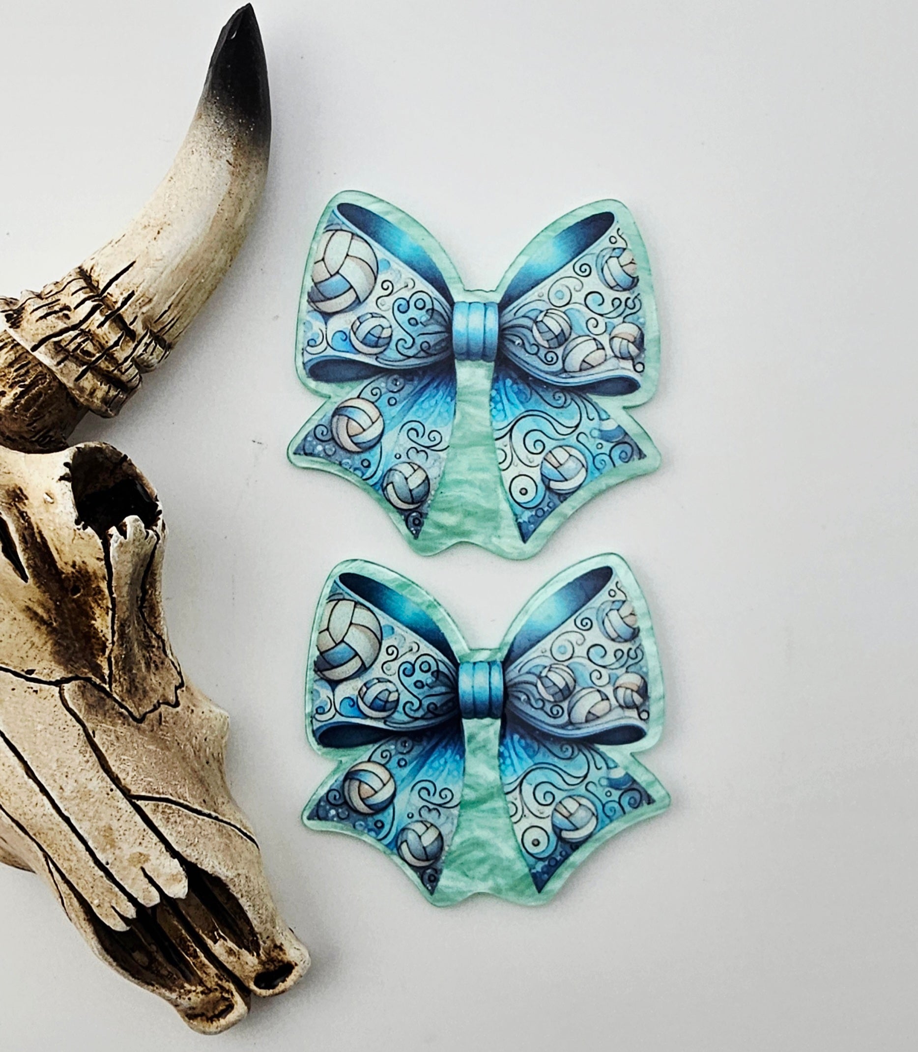Flatback Bow Blue Soccer 366