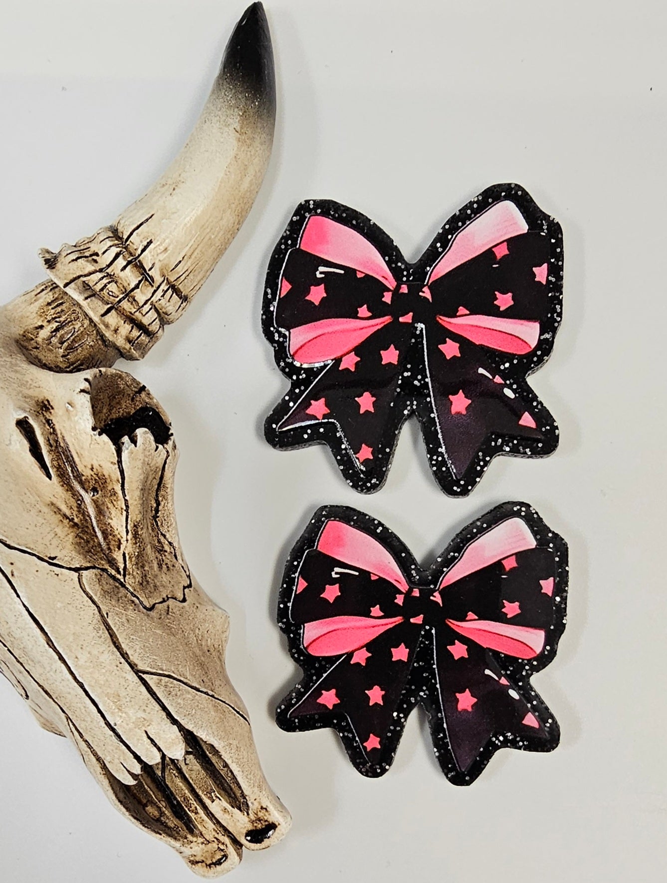 Flatback Pink Stars Bow 125
