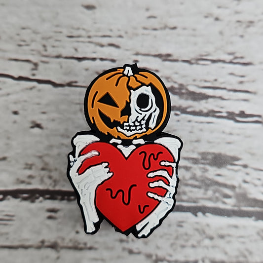 Pumpkin Skull Heart Focal