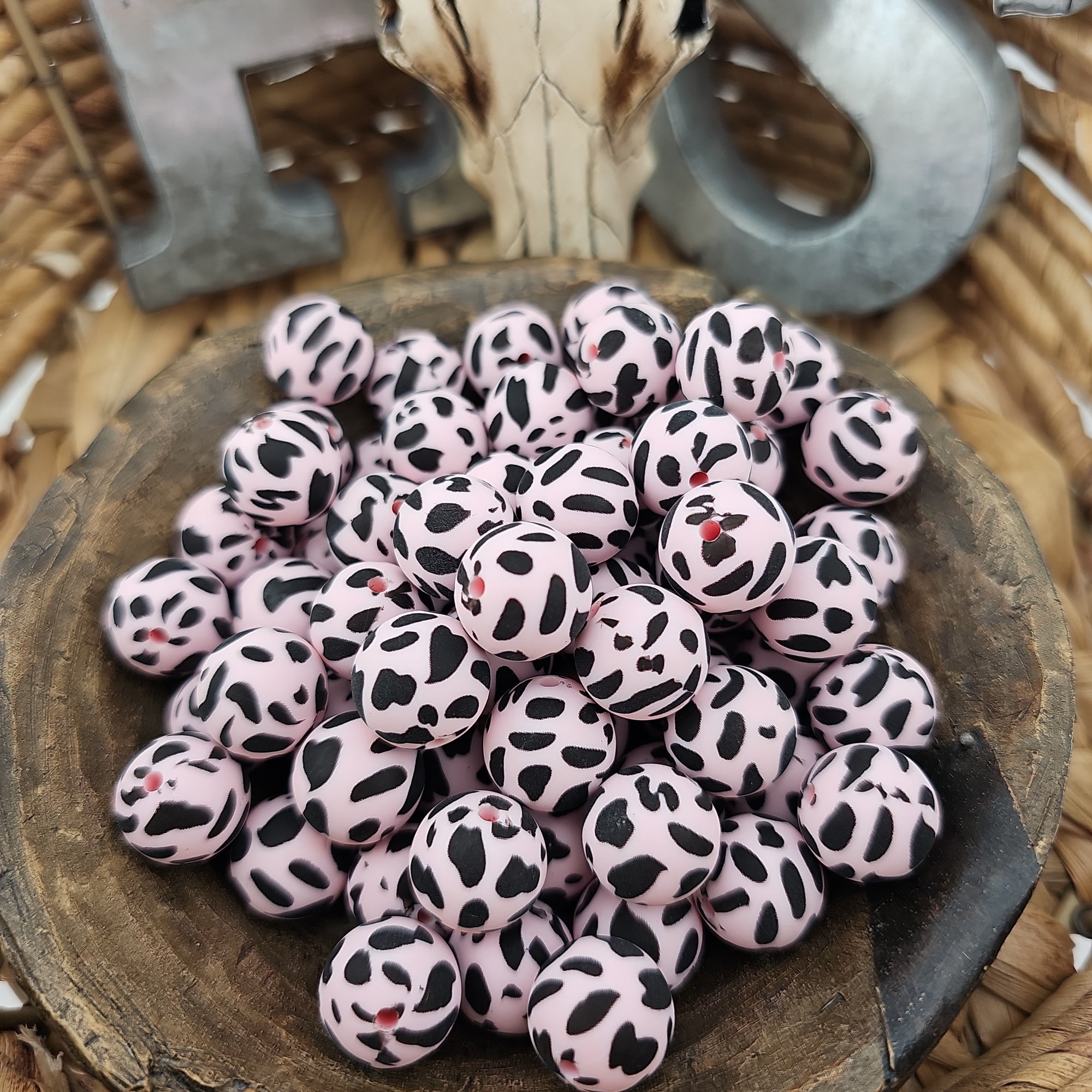 Pink/Black Cow Print