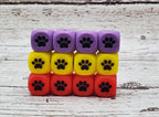 Paw Print 12mm Square Bead