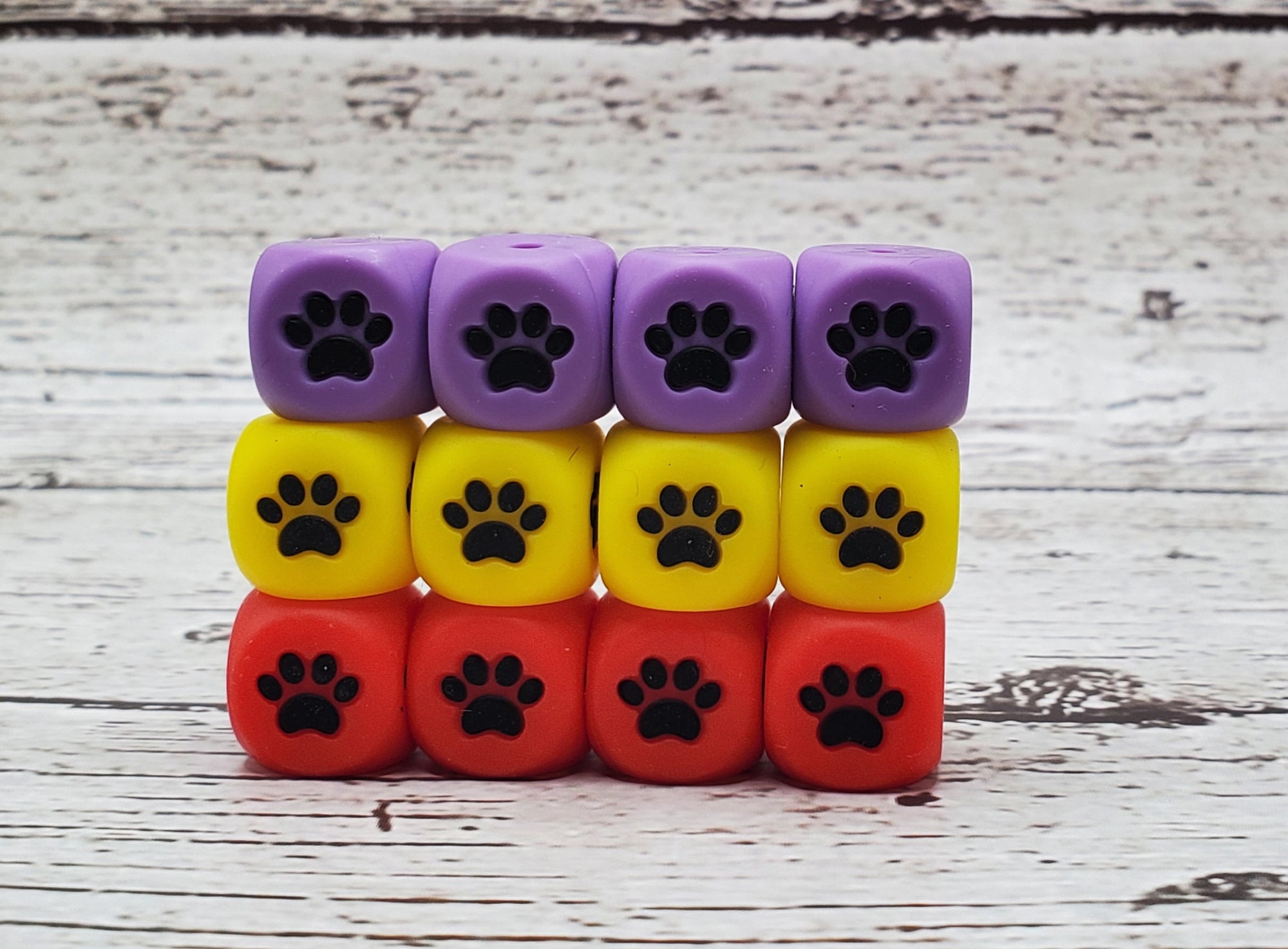 Paw Print 12mm Square Bead