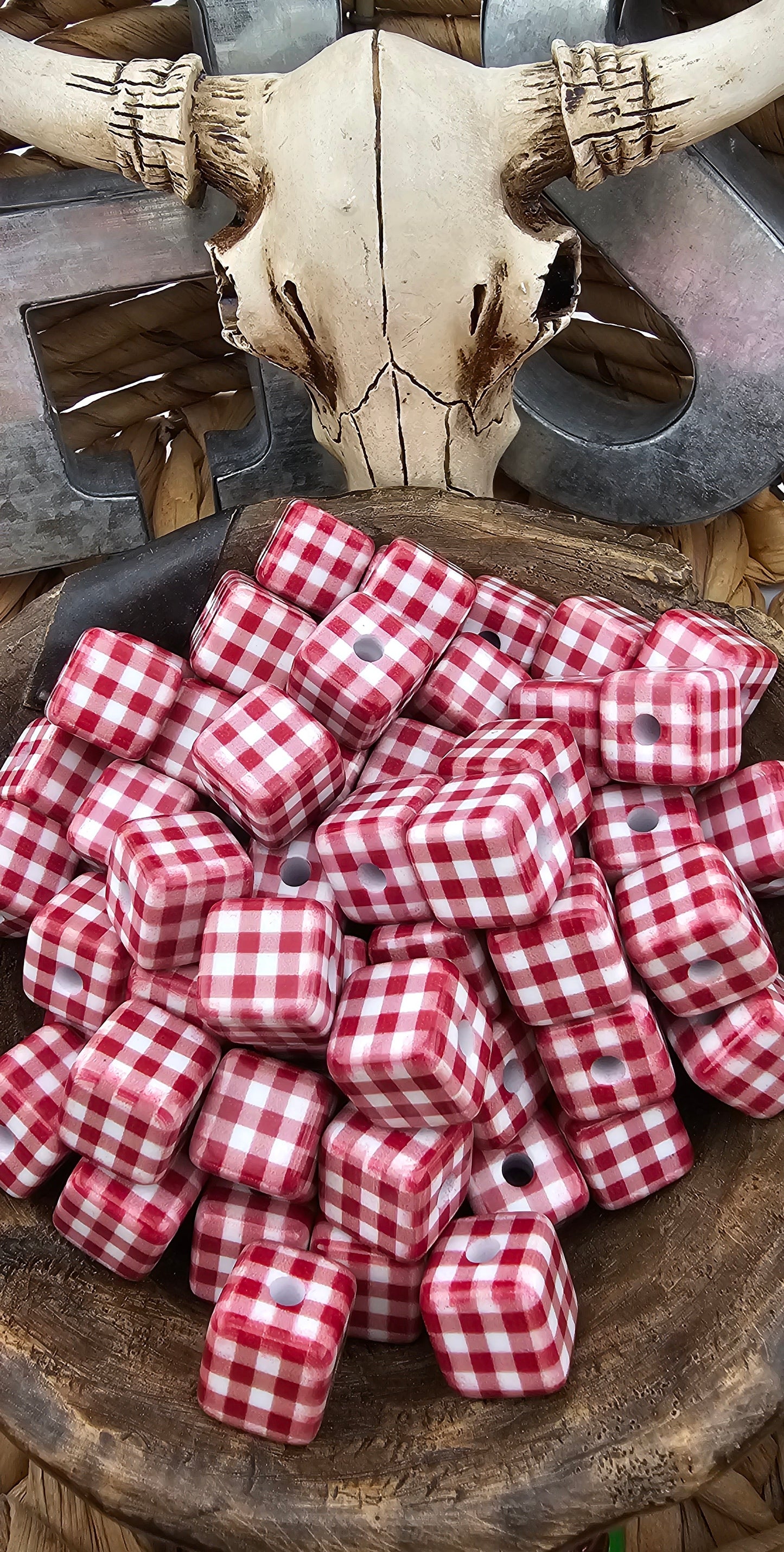 Square Red White Plaid Acrylic