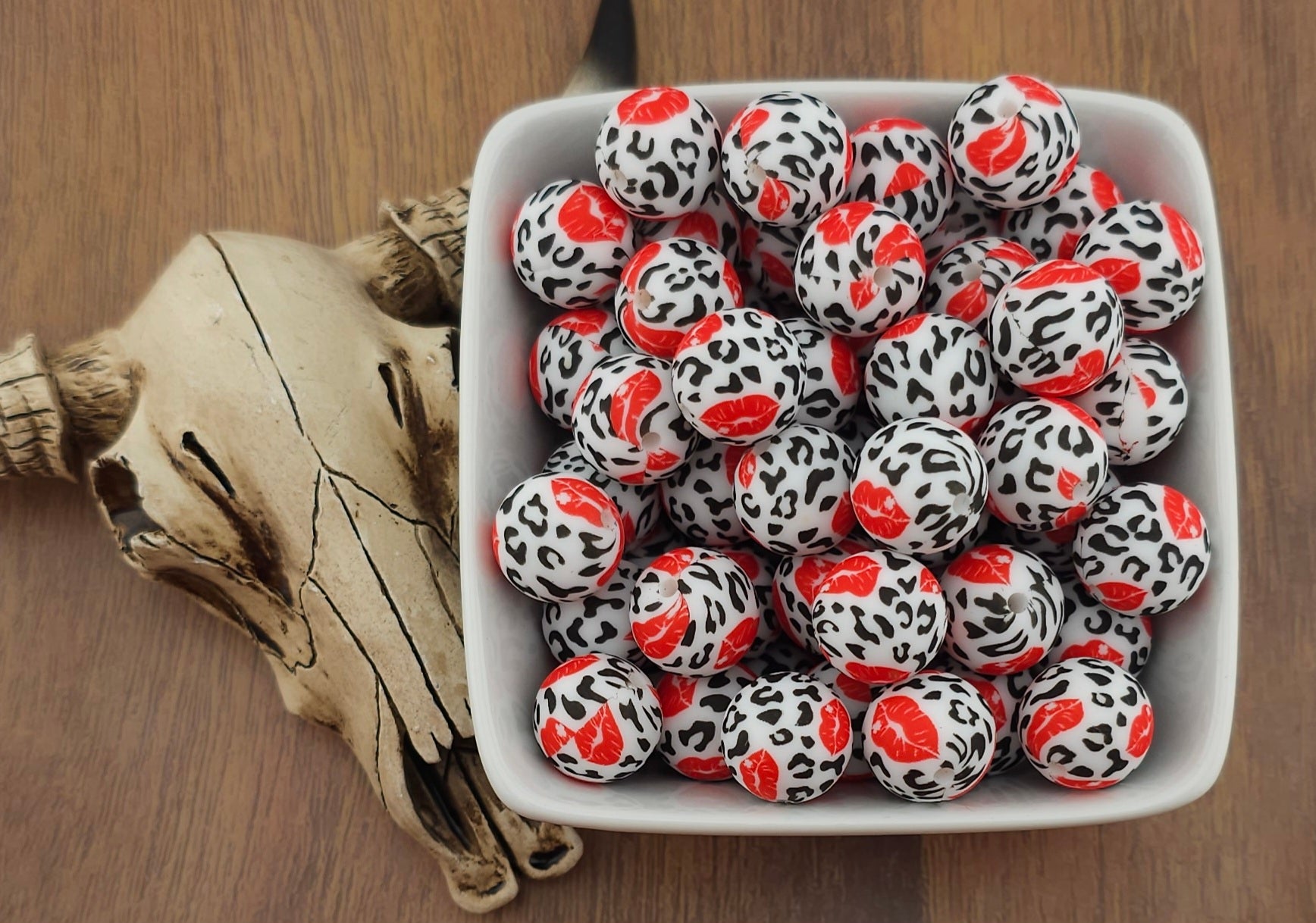 Red Leopard Lips Print