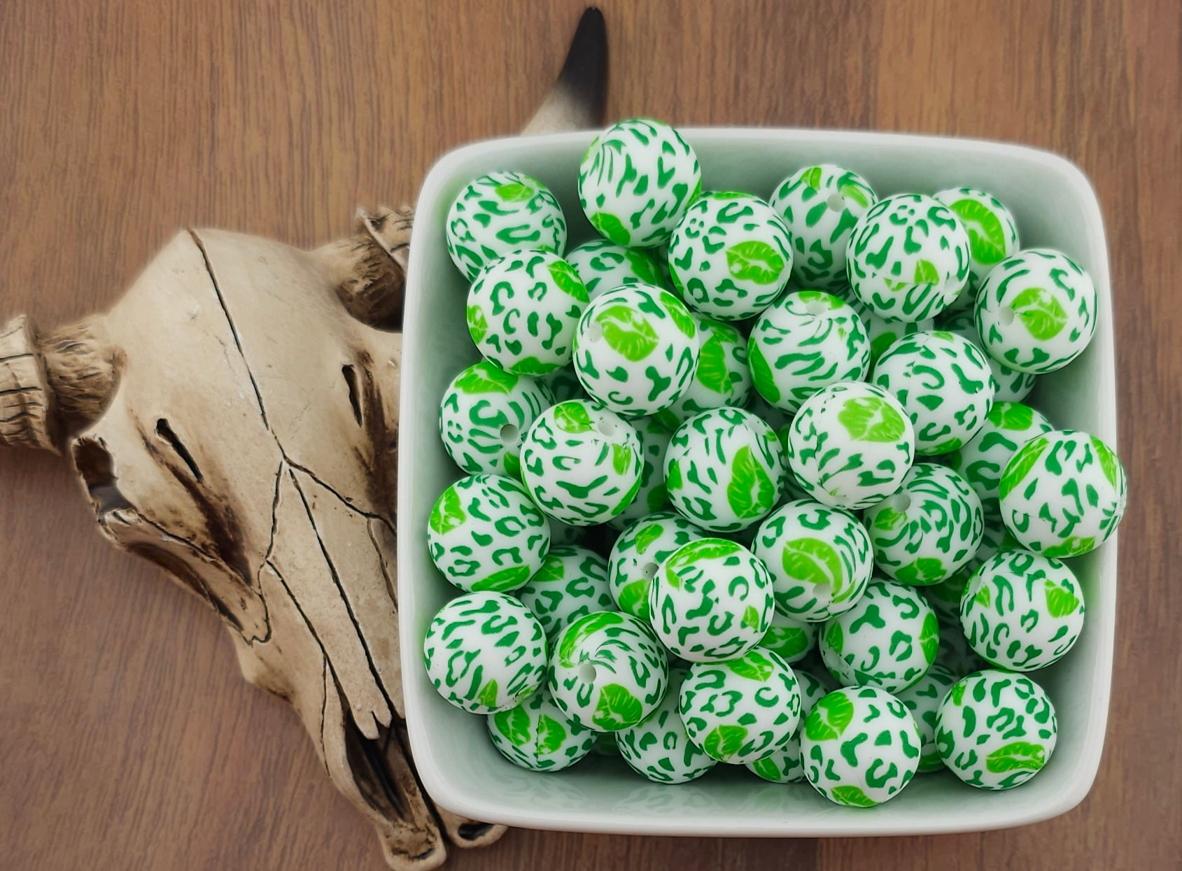 Green Leopard Lips Print