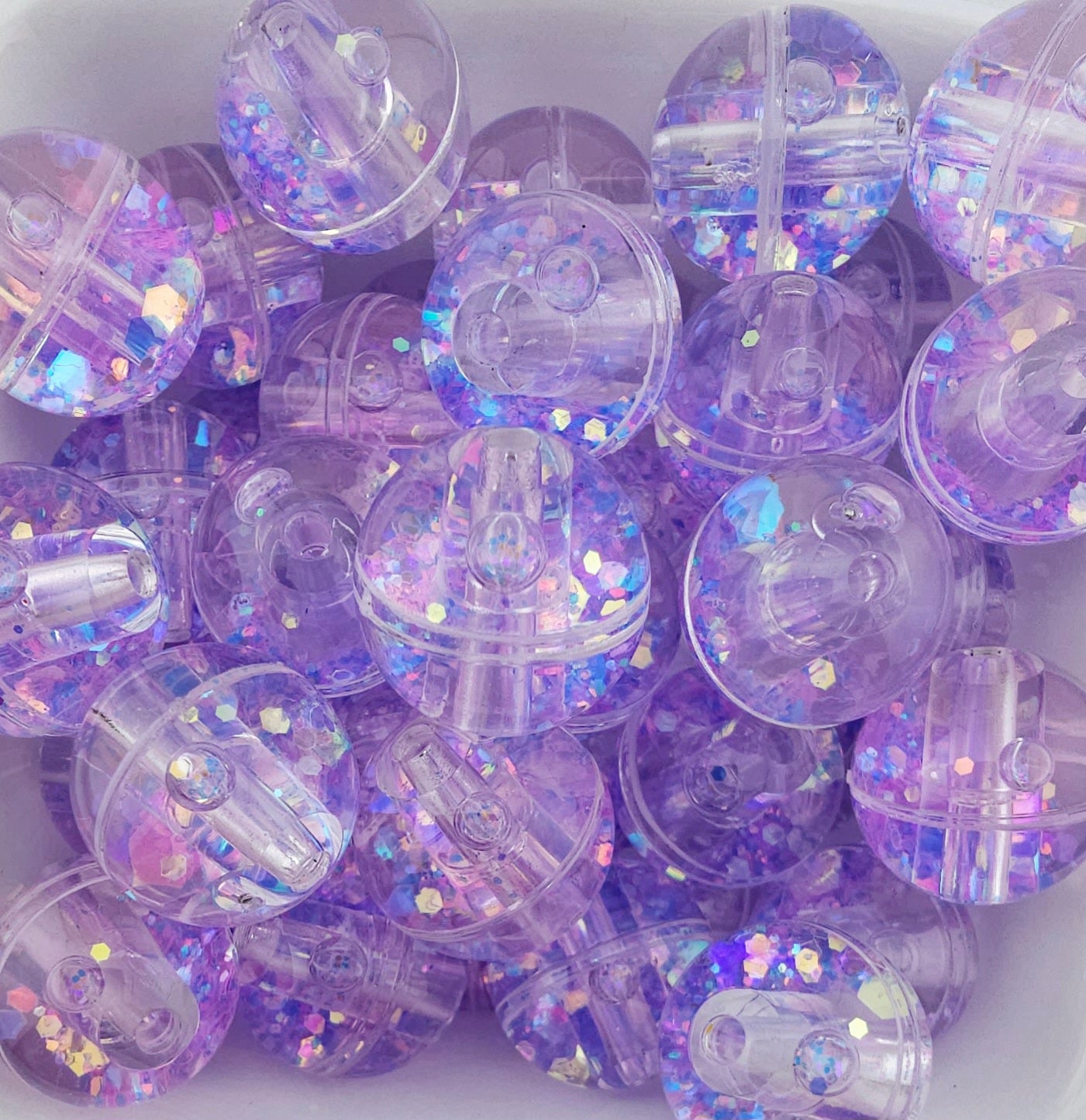 16mm Liquid Glitter Acrylic Round Beads
