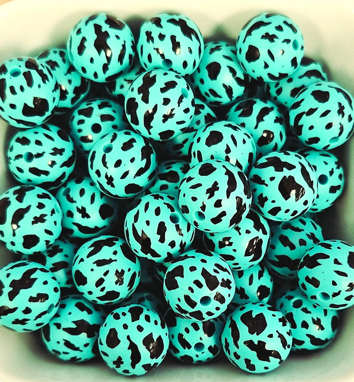Turquoise Black Cow Print