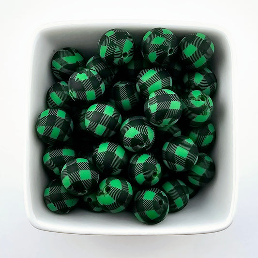 Green Black Plaid Print