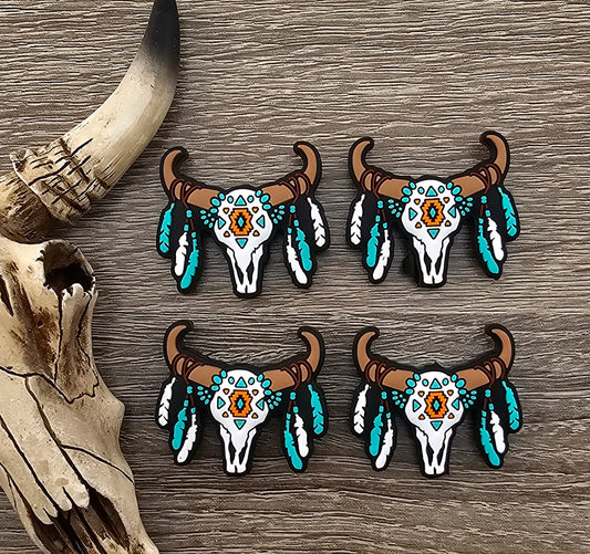 Turquoise Feather Longhorn Focal