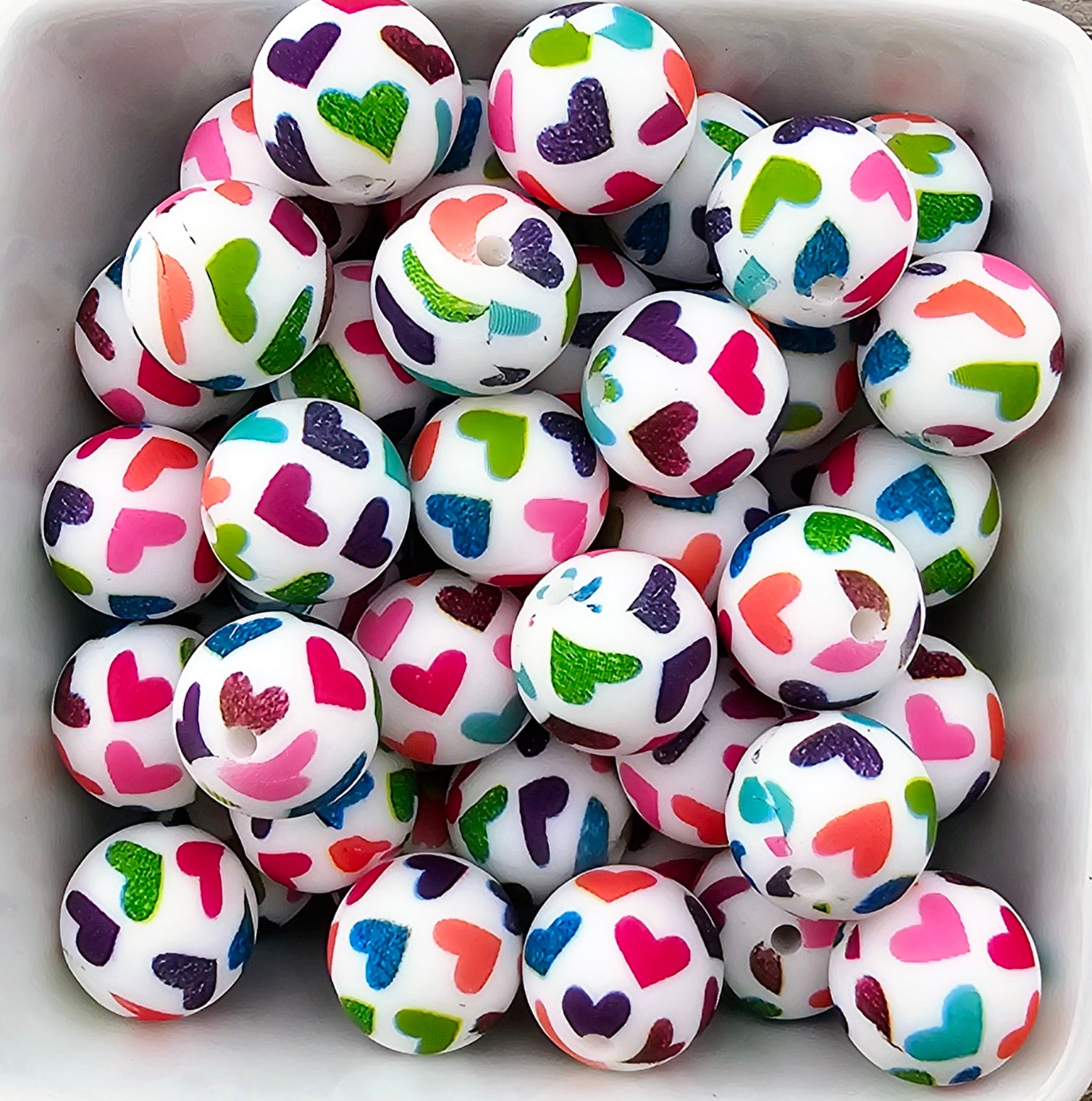 Multicolor Hearts Print