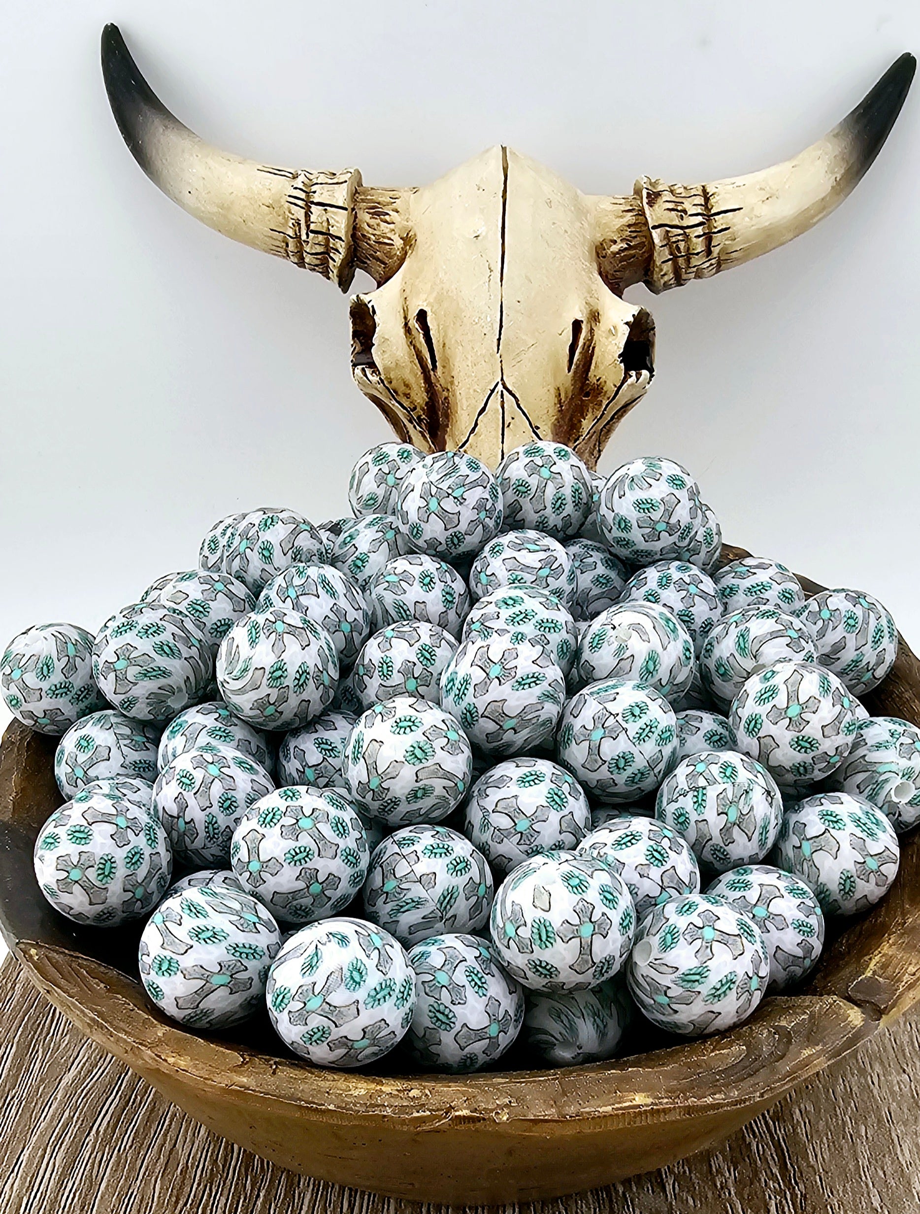 P456 Western Turquoise Cross Print