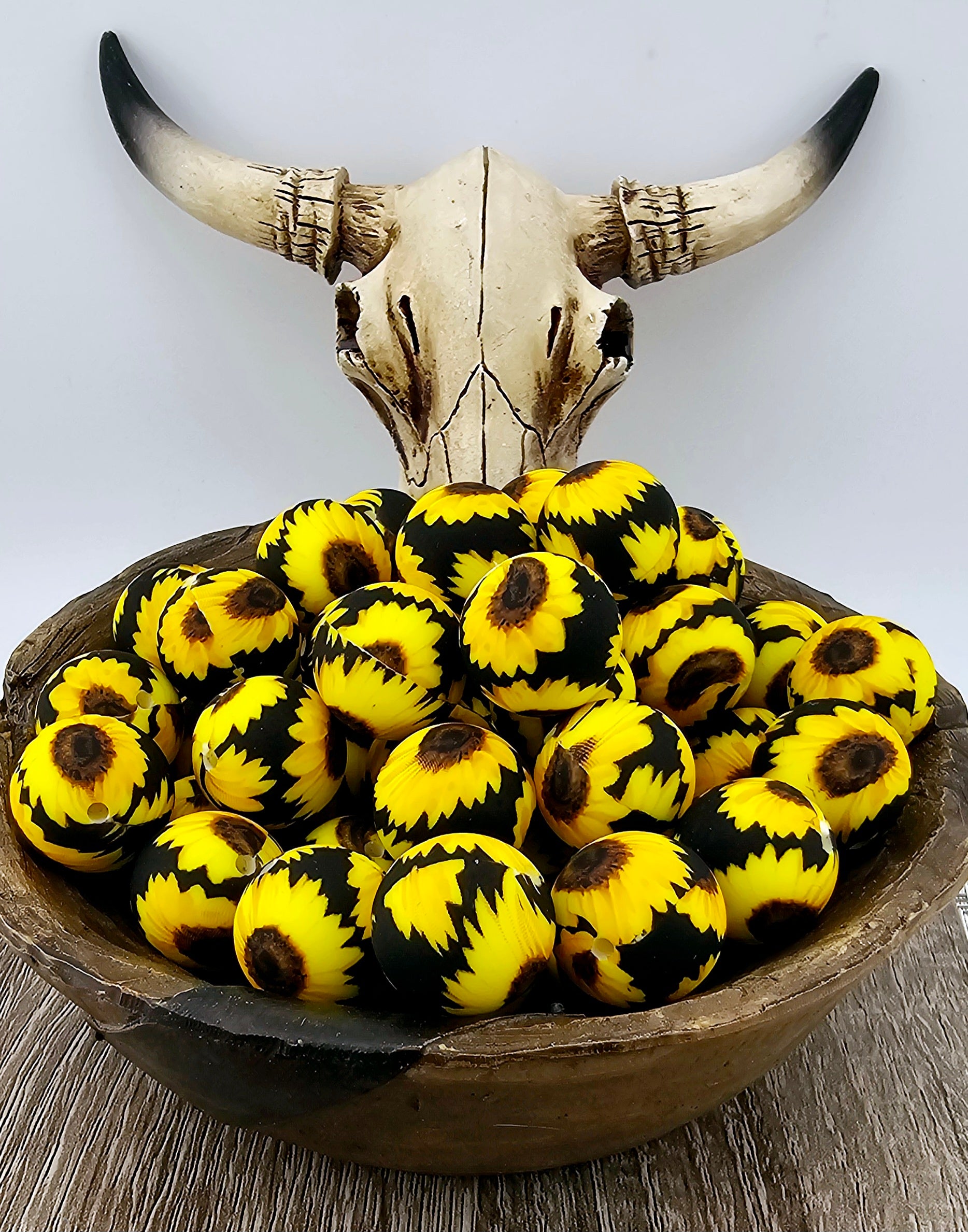 P41 Yellow Black Sunflower 19mm Printed
