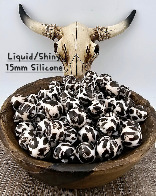 Liquid/Shiny Pale Leopard Print 15mm