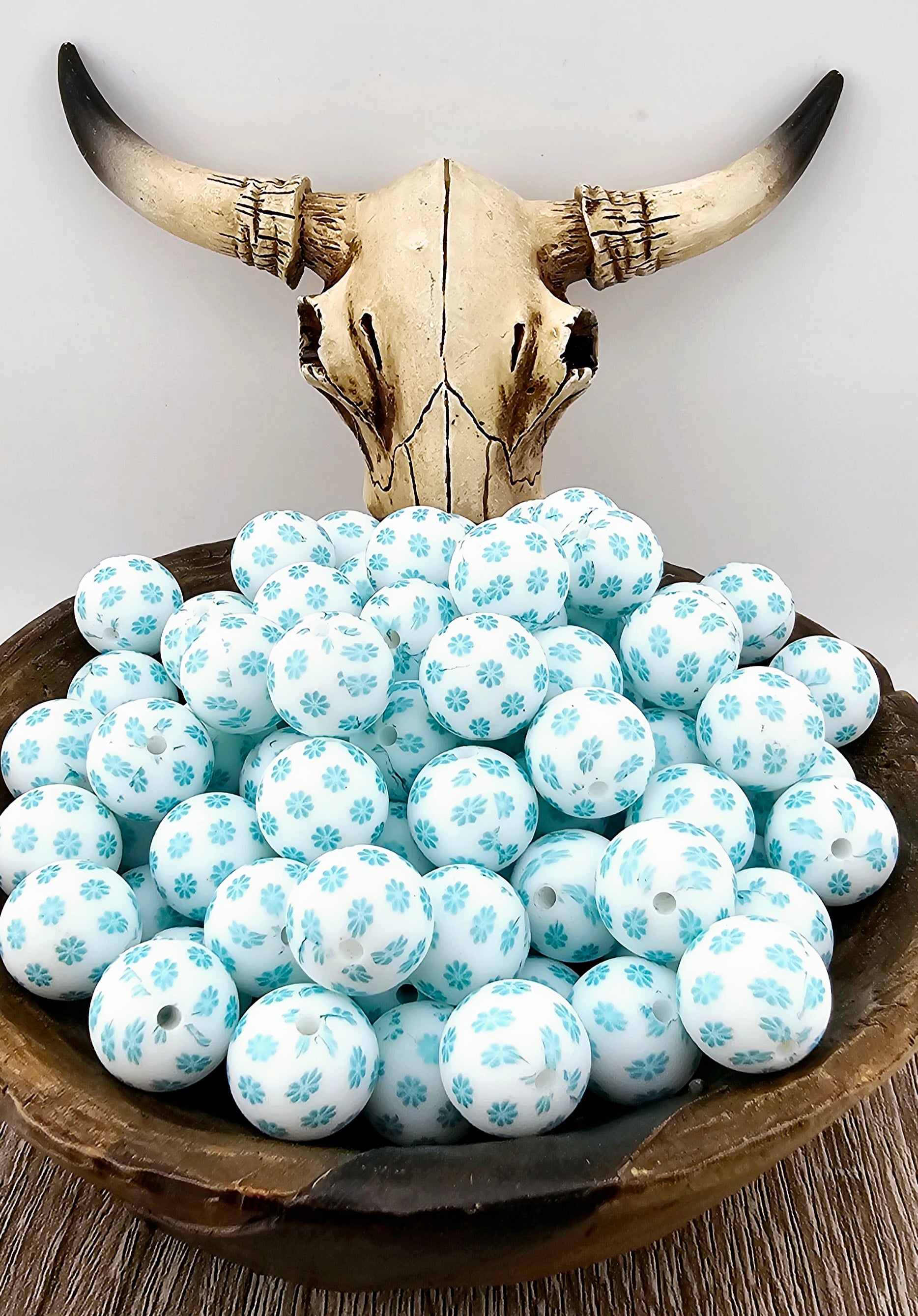 Metallic Turquoise Daisy Print