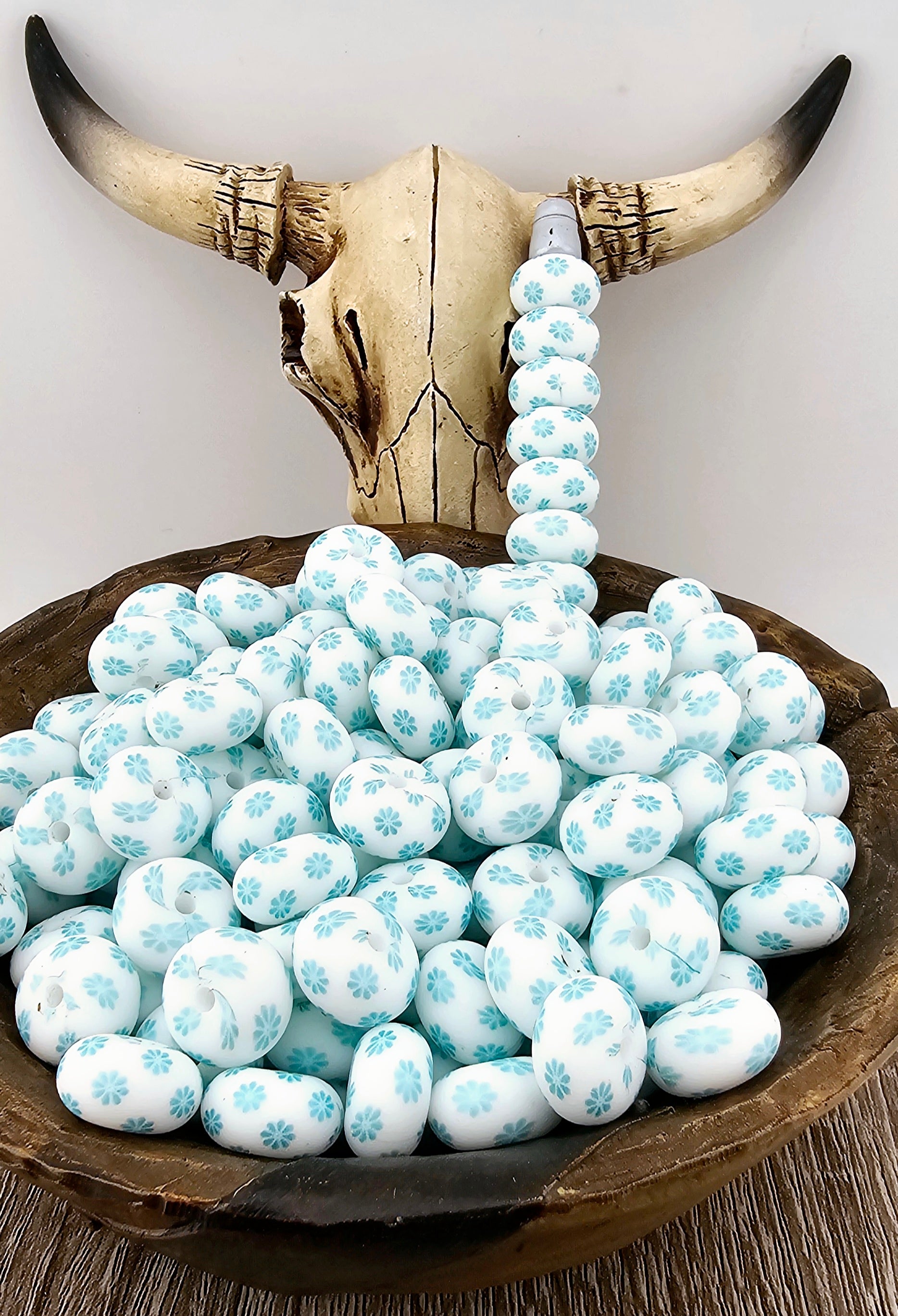 Metallic Turquoise Daisy Print