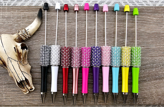 Pearled Rhinestone Plastic Beadable Pens 1 thru 10