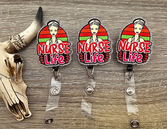 Badge Reel Retro Nurse Life