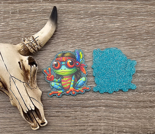 Hippie Peace Frog Flatback Acrylic