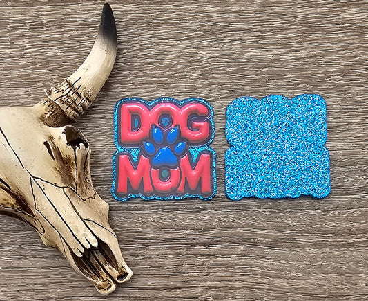 Dog Mom Blue Paw Flatback Acrylic