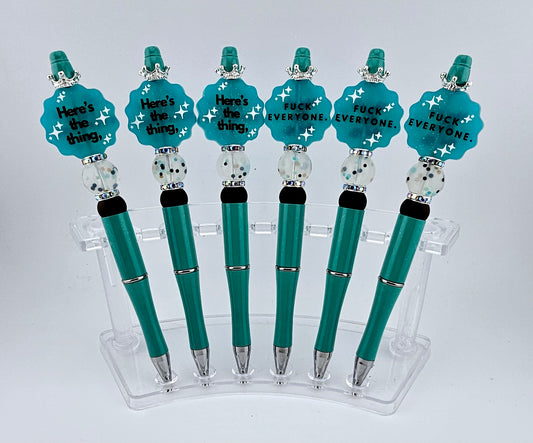 Pre-Made Here's The Thing Pen TURQUOISE GLIITER