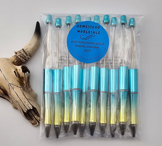 HSW - #33 Turquoise/Gold Ombrè Chrome Pen 10(ct)