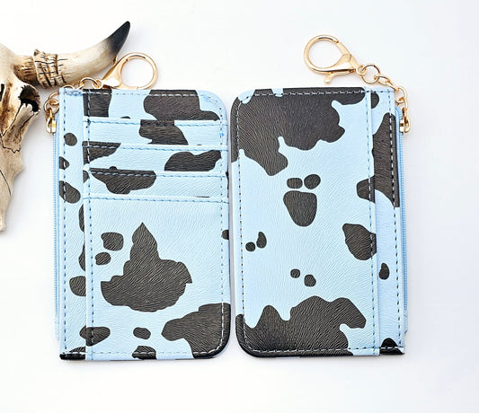 Smoke Blue Cow Zipper Wallet