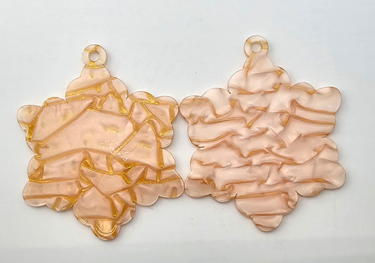 Acrylic Ornament - Peach Gold Marble Snowflake