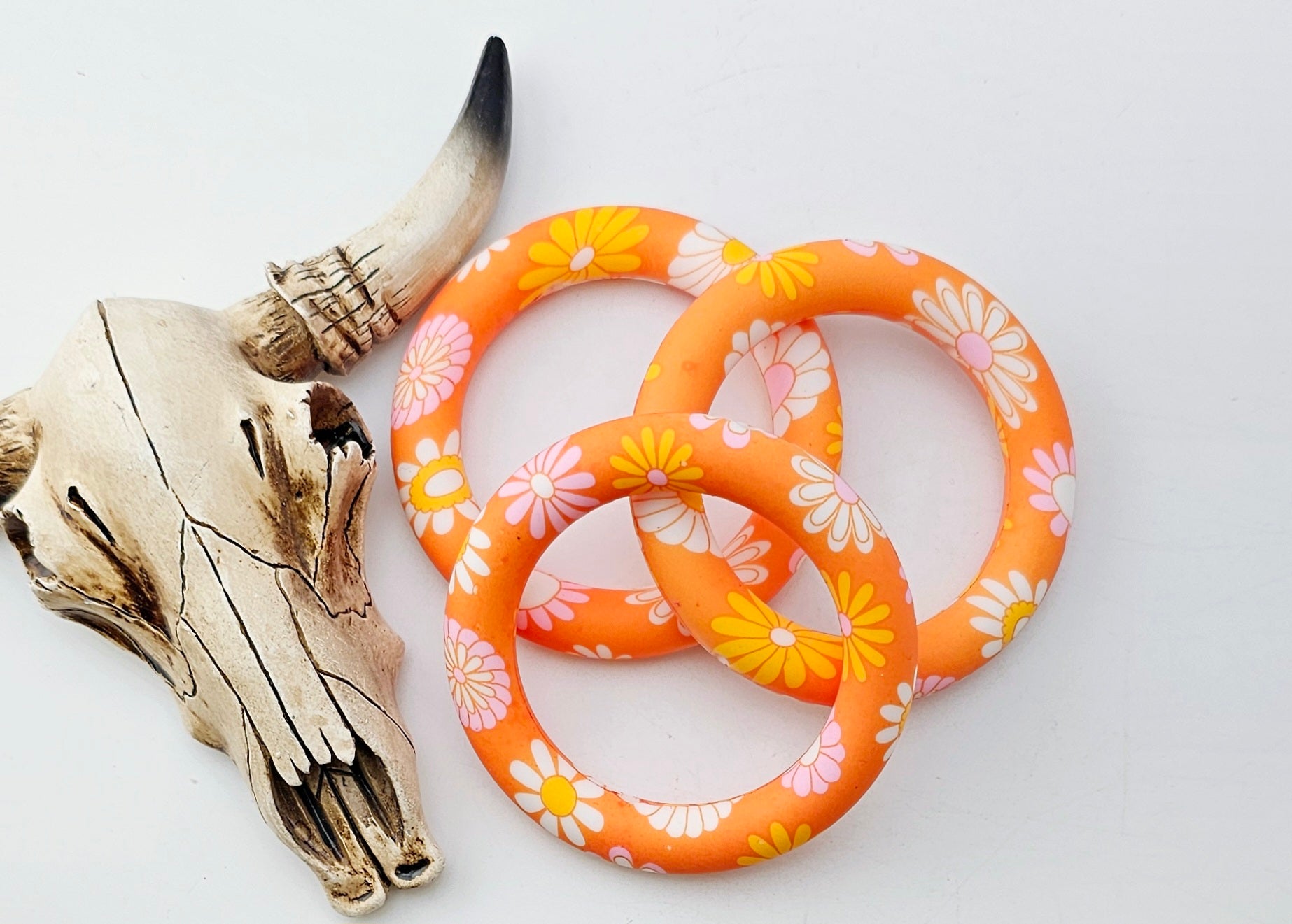 Orange Flowers 65mm Silicone Ring