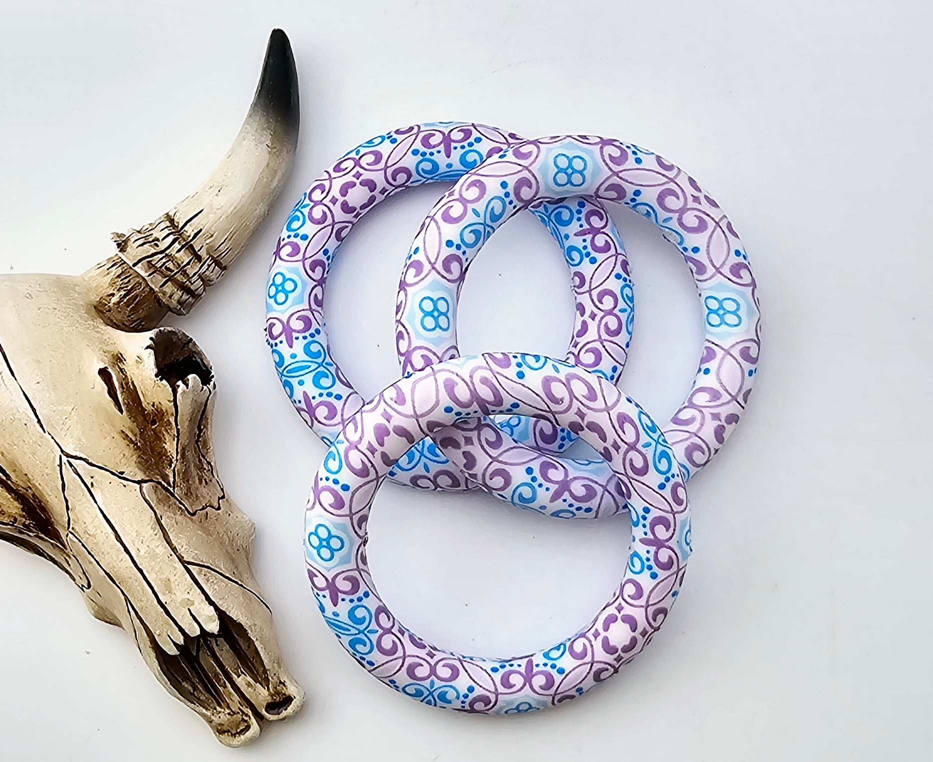 Blue and Lilac Script 65mm Silicone Ring