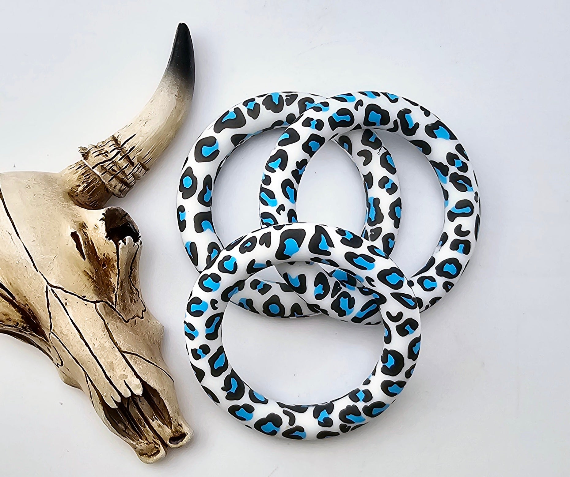 Blue White Leopard 65mm Silicone Ring