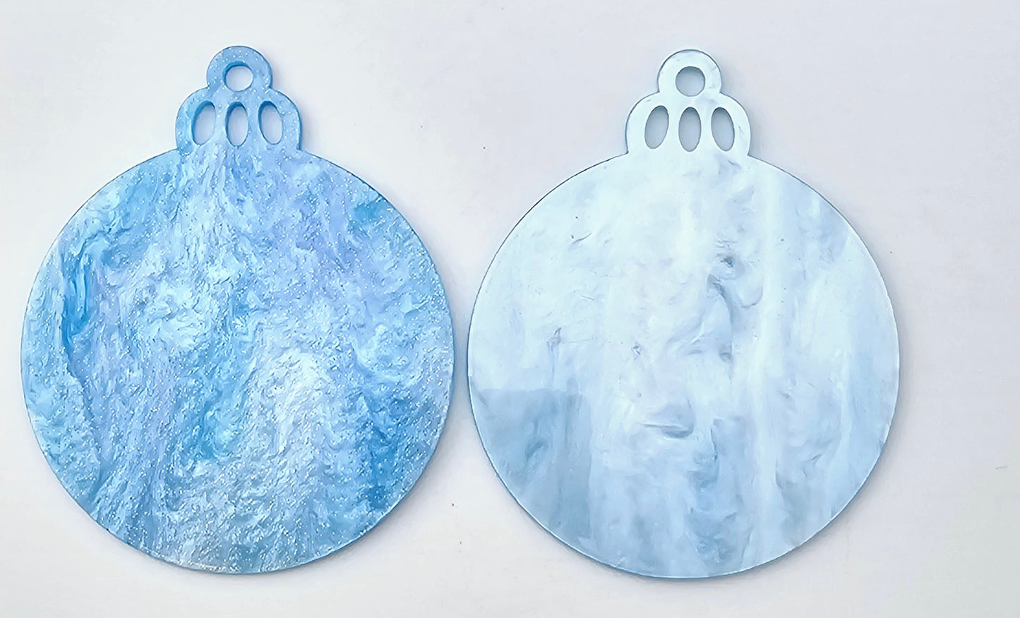 Acrylic Ornament - Baby Blue Glitter Swirl