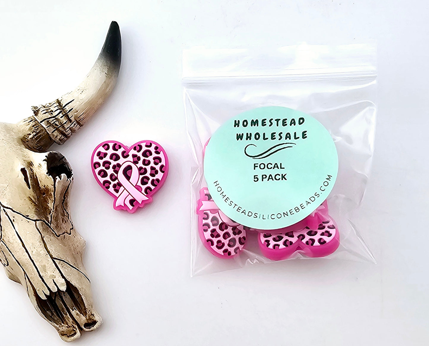 HSW - Breast Cancer Leopard Heart Focal 5 pack