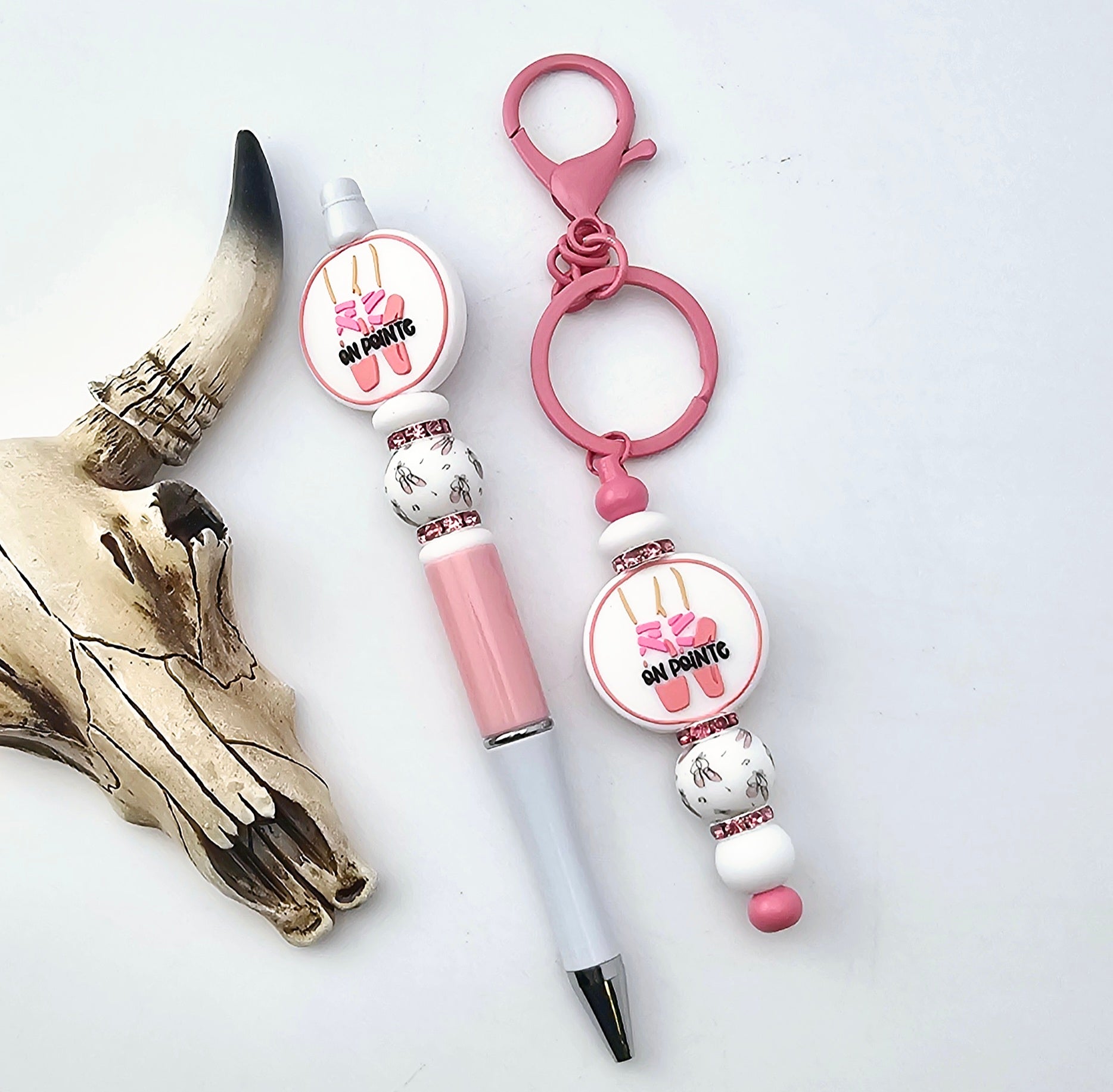 Pre-Made On Pointe Ballerina Keychain & Pen Set