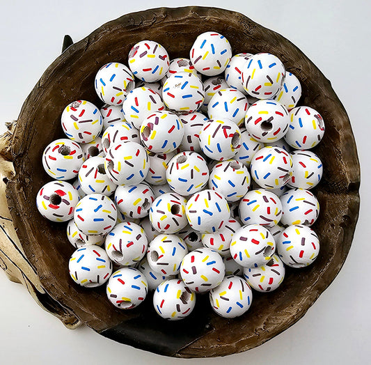 Sprinkles Print 16mm Wooden Bead