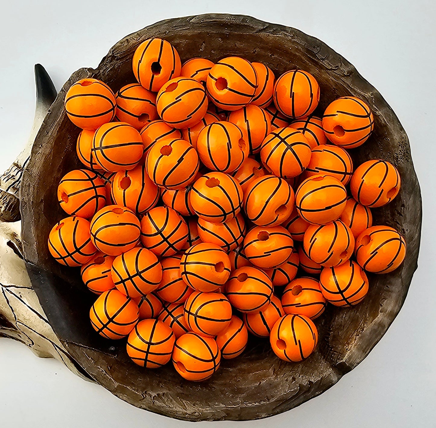 Basketball Print 16mm Wooden Bead