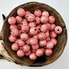 Glitter Print 16mm Wooden Bead