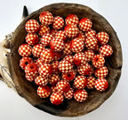 Checkered Etched Print 16mm Wooden Bead