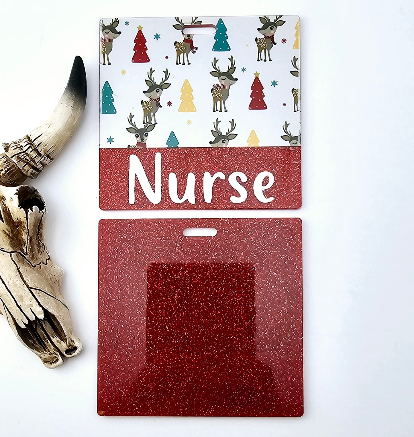 Acrylic Badge Buddy- Christmas Nurse