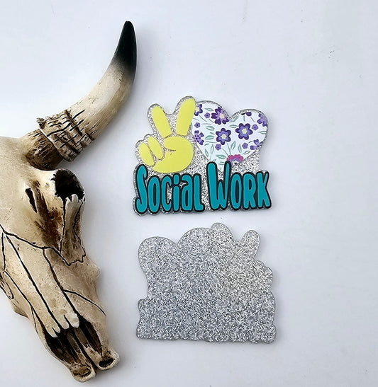 Social Work Flower Heart Flatback Acrylic