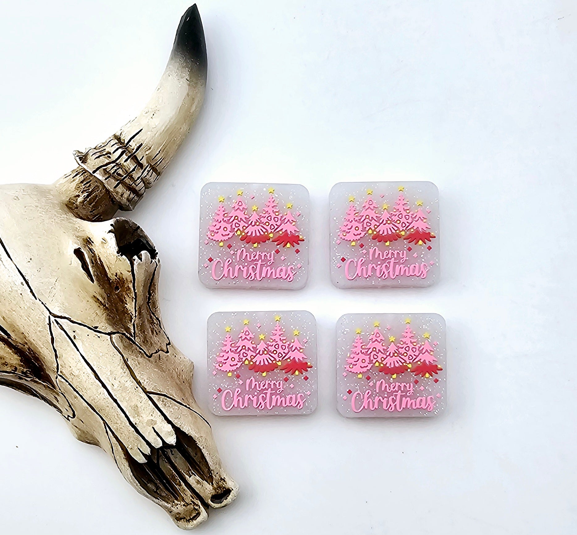 Pink Merry Christmas Focal Homestead Silicone Beads and More