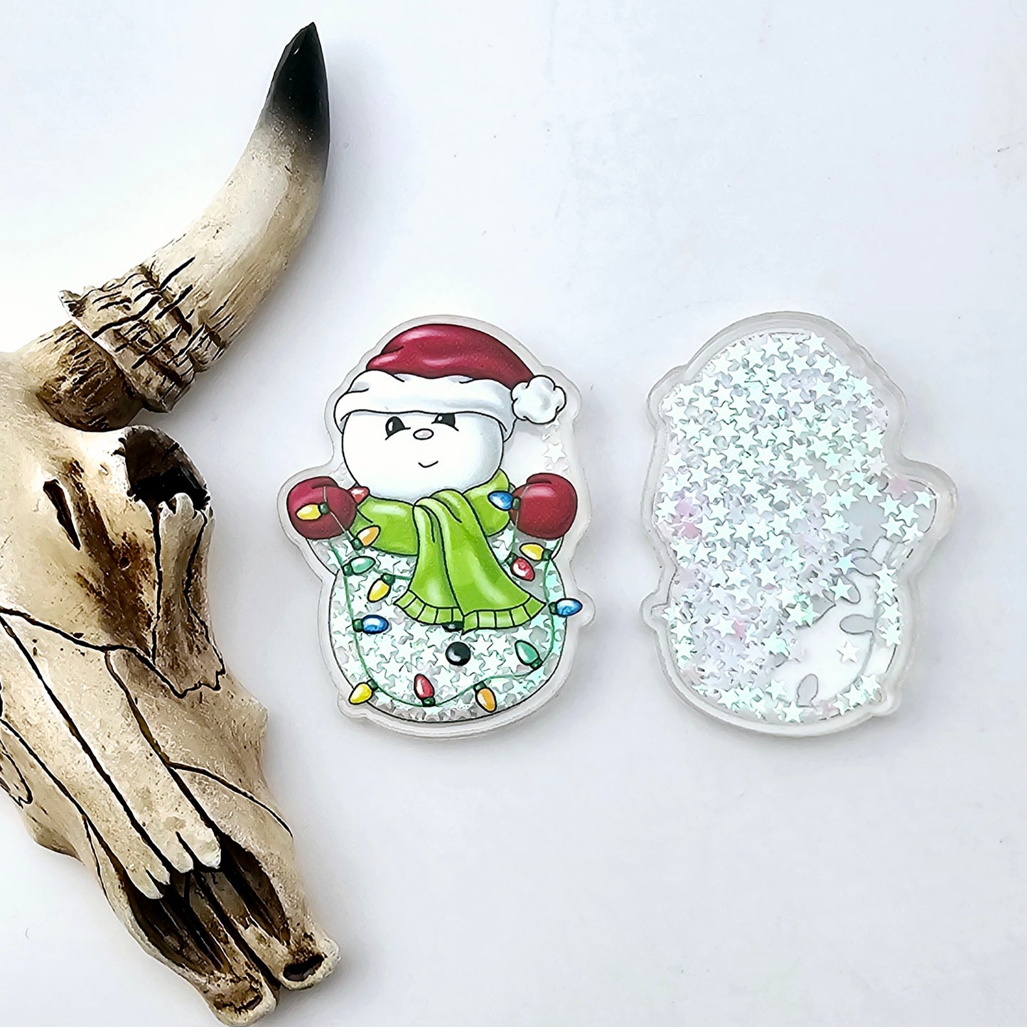 Snowman Flatback Acrylic Glitter Shaker