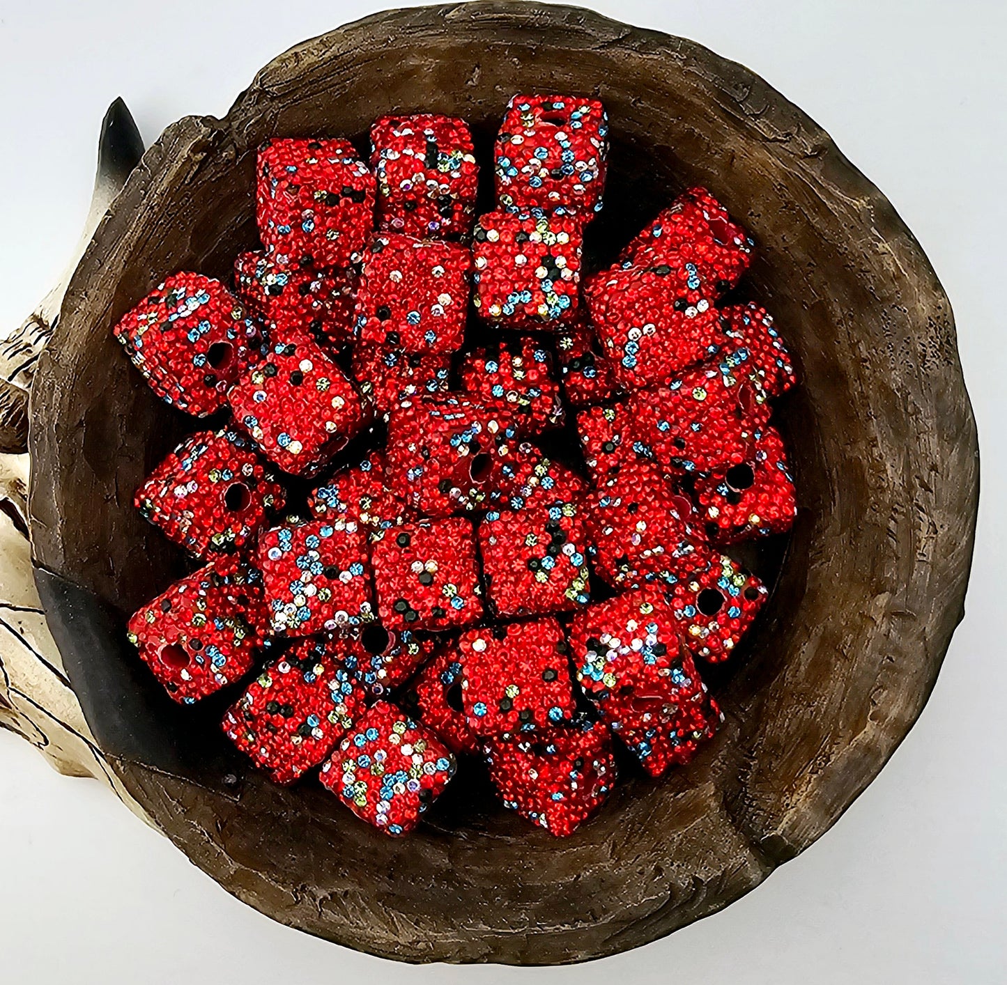 Christmas Red Specs Square Rhinestone