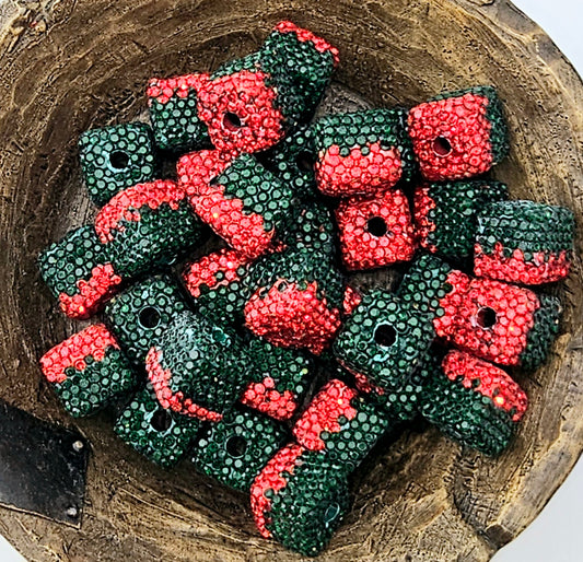 Red and Green Square Rhinestone