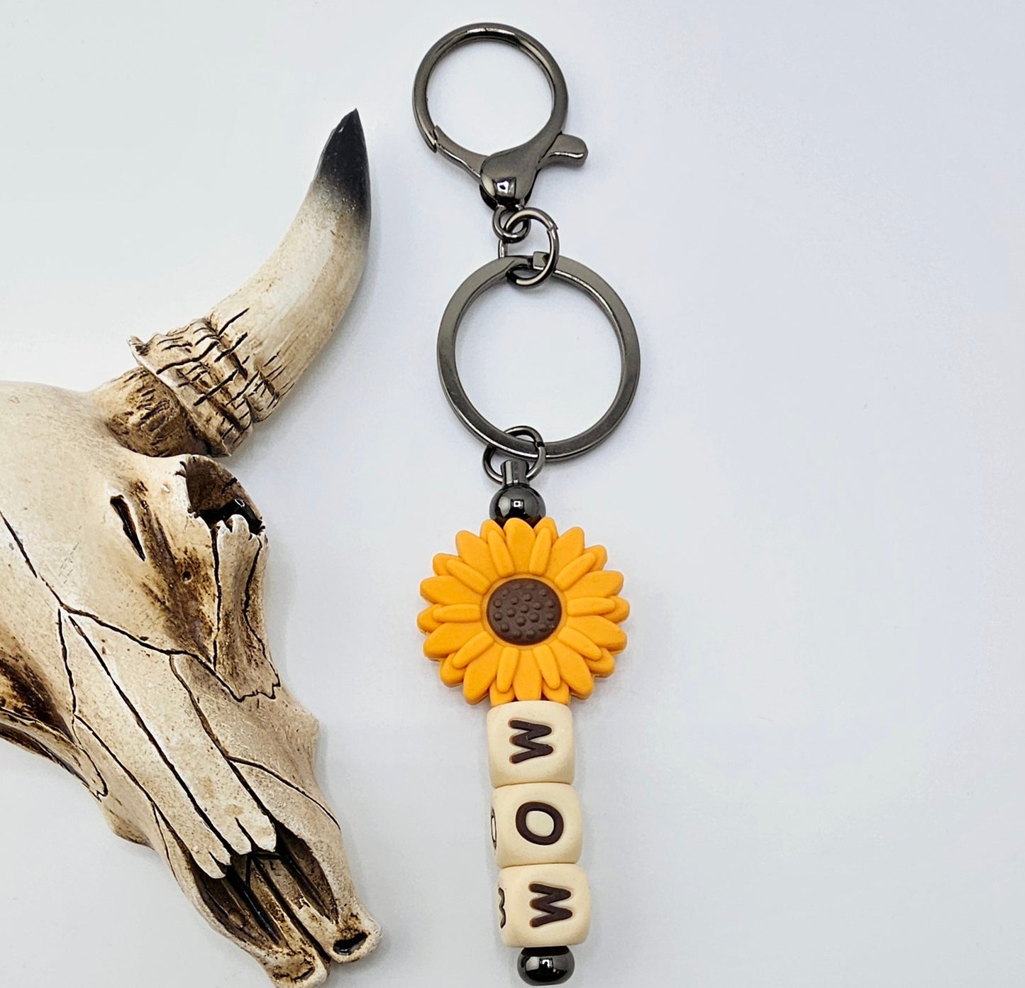 Pre-Made Sunflower Mom Keychain