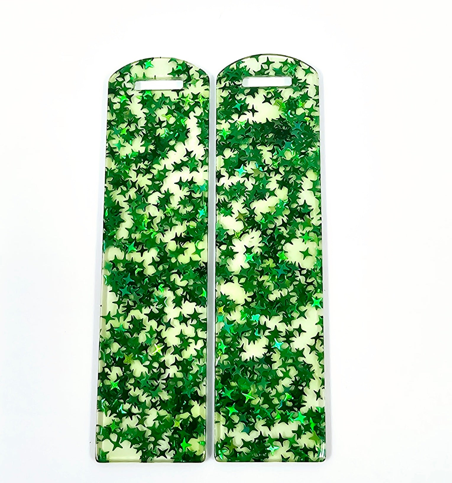 Acrylic Bookmark - Dark Green Star Confetti