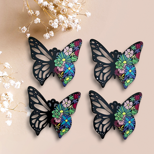 Floral Butterfly Keychain Charm